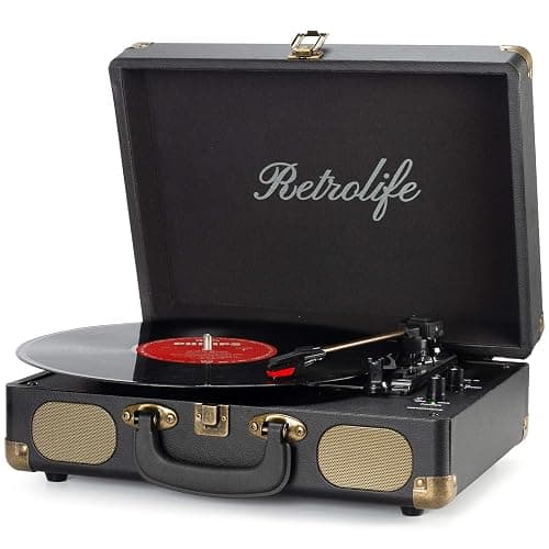 Vinyl Record Player 3-Speed Bluetooth Suitcase Portable Belt-Driven Record Player with Built-in Speakers RCA Line Out AUX in Headphone Jack Vintage Turntable - Image 1