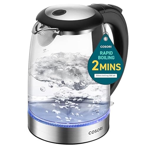 COSORI Electric Kettle 1.7L, 1500W Wide Opening Glass Tea Kettle & Hot Water Boiler, Stainless Steel Filter And Inner Lid, LED Indicator Auto Shut-Off & Boil-Dry Protection, Cordless, BPA Free, Black - Electric Kettle - Black Classic - 1.8 Quarts - Image 1