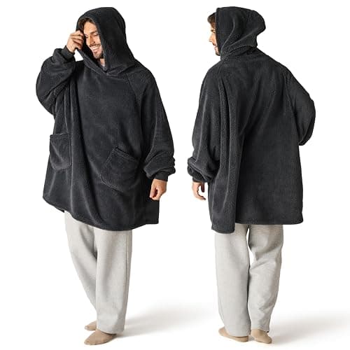 Bedsure Wearable Blanket Hoodie Mothers Day Gifts for Women, Warm Cozy Hoodie Blanket Sweatshirt for Adult Women Men, Charcoal, Oversized - Image 1