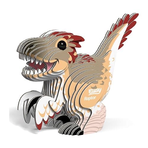 Eugy Raptor Dinosaur 3D Puzzle - 25 Piece Eco-Friendly Educational Toy Puzzle for Boys, Girls & Kids Ages 6+ - Image 1