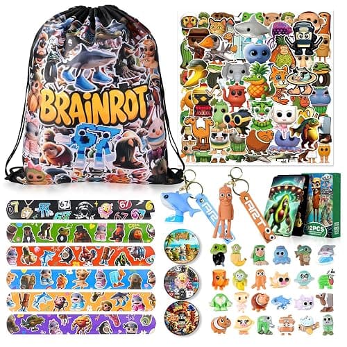 LUOIXEVK 178 Pcs Italian Brainrot Meme Gift Set - 92 Collectible Cards, Mini Figurines & Keychains - Viral Gen Alpha Party Favors, Gag Birthday Gifts, Easter Basket Stuffers - Image 1