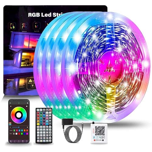 NBBUFF 390FT LED Lights for Bedroom, RGB LED Strip Lights Music Sync Color Changing Effects, DIY Cuttable Led Light Strip with Remote and App Control Led Lights for Room Decor (4 Rolls of 97ft) - Image 1