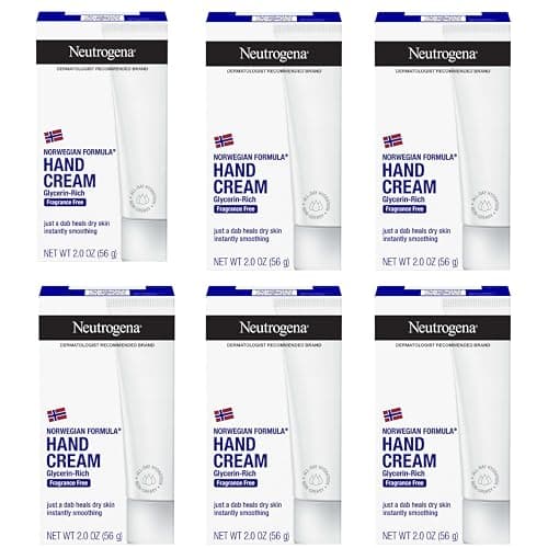 Neutrogena Norwegian Formula Moisturizing Hand Cream & Lotion for Dry Hands, Fragrance Free Glycerin Concentrated Relief, Over 200 Uses, 6 Pack, 2 oz Each (Total 12 Fl Oz) - Image 1