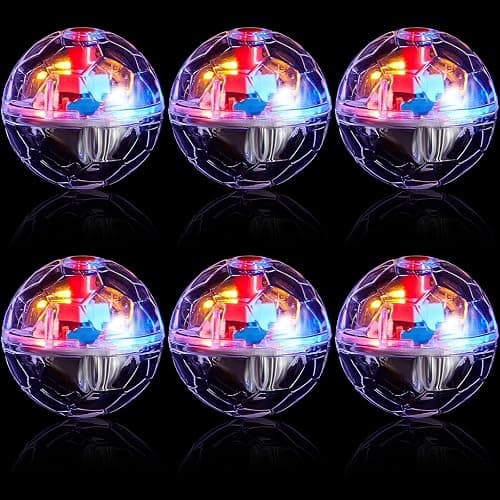 Sratte 6 Pcs Ghost Hunting Cat Ball Activated Cat Toy Motion LED Light Pet Balls Motion Dog Interactive Pet Toys Glowing Mini Running Exercise Supplies for Animals Activity (Clear) - Image 1