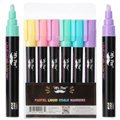 Mr. Pen- Chalk Markers, 6 Pack, Assorted Colors, 8 Labels | Chalkboard & Glass Markers, Liquid Chalk Pens, Erasable - Image 1