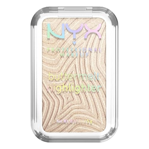 NYX Professional Makeup Buttermelt Highlighter, Powder Highlighter, 12 HR Wear, Buildable & Buttery Soft Creamy Finish, Fade & Transfer Resistant, Shade: Bright & Butta (Light Champagne) - Image 1