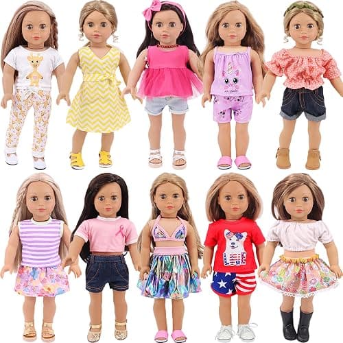 K.T. Fancy 10 Sets American 18 Inch Doll Clothes and Accessories Include Doll Clothing Dress Fit for 18 inch Dolls ( No Doll ) - Image 1