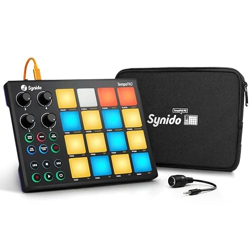 TempoPAD MIDI Drum Controller, 16 RGB Backlit Beat Pads, 4 Assignable Knobs, USB Portable Music Production, Black - Image 1