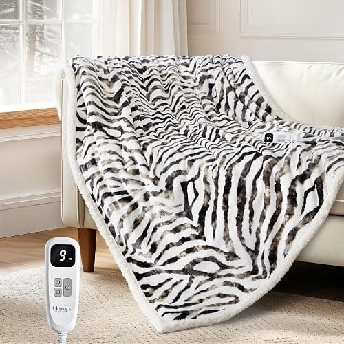 blunique Heated Blanket Throw Electric Blanket – Fast Heating Blanket with 10 Heat Settings & 10 Hours Auto Off, Cozy Soft Fleece Sherpa, Washable, Warm Gifts for Grandma - Image 1