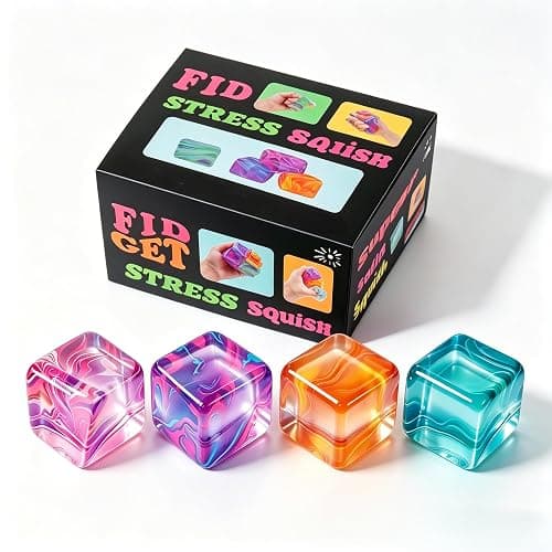 4Pack Fidget Toys Mini Squishy Stress Cube, Stress Balls for Kids, Adults Squishies Anxiety Stress Relief, Ice Squishy Cube Sugar Balls, Sensory Toys for Kids with Autism, Fidgets for Classroom Prize - Image 1