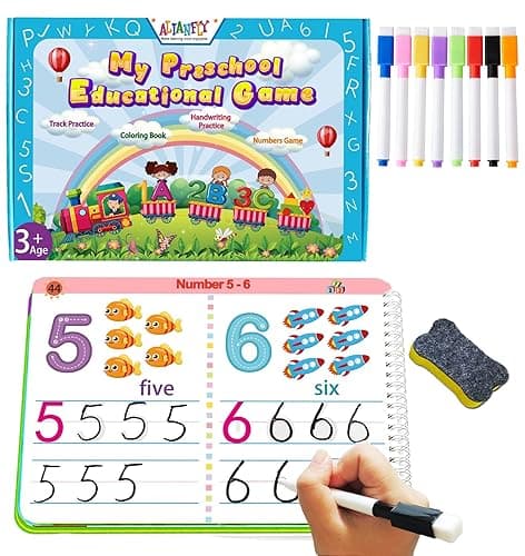 ALIANFLY Preschool Learning Activities Educational Workbook - Toddler Prek Montessori Handwriting Practice Activity Tracing Toys Busy Book for Kids, Autism Learning Materials and ABC Learning Book - Blue - General - Image 1