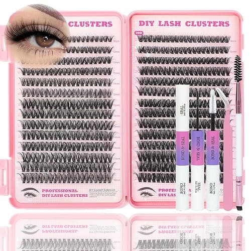 Lash Clusters Kit, 560 Pcs Eyelashes Clusters Kit 9-16mm Individual Lash Extension Kit D Curl Fluffy Wispy False Eyelashes (50D+60D New, Lash Clusters Kit) - Image 1
