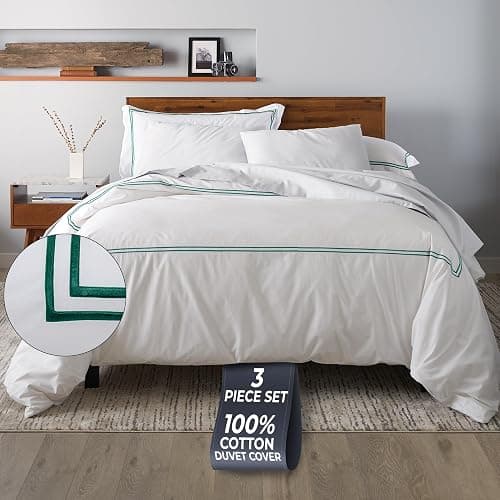 Ella Jayne Twin Duvet Cover (2 Pieces), 100% Cotton Percale, Twin/Twin XL, Soft, Breathable & Lightweight Including Duvet Cover Twin (1 Piece) 68" x 90" Inches with 1 Pillow Shams (White Design) - Twin/Twin XL - White - Image 1