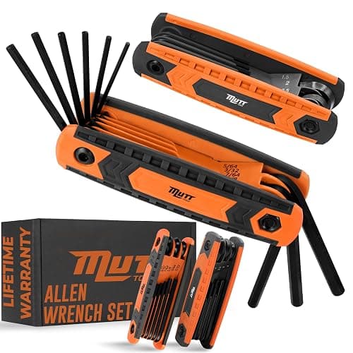 Mutt Tools 17pc Folding Allen Key Set - SAE & Metric Hex Wrench Set with Color-Coding - Compact Allen Wrench Tool for Bikes, DIY, Archery - Keys with Size Markings - Image 1