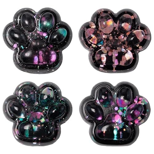Pilikoll 4Pcs Cat Paw Taba Squishy Toy Dark Starry Sky Cat Paw Stress Relief Toy Tabas Squishy Toys Cat Paw Fufu Squishy Fidget Toys Taba Squishy Paw for Stress Relief Anxiety Relaxation,Random Style - Image 1