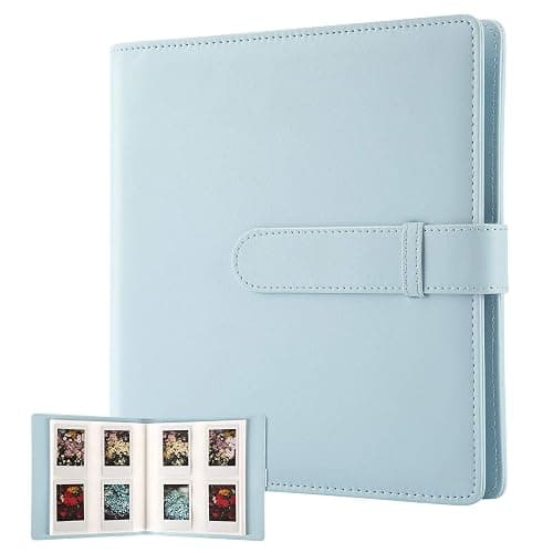 256 Pockets Photo Album for Fujifilm Instax Mini Camera, Leather Cover Photo Book for Polaroid Pictures, 2x3 Photo Album for Fujifilm Instax Mini 12 11 9 40 90 8 7 Evo LiPlay Instant Camera (Blue) - Image 1