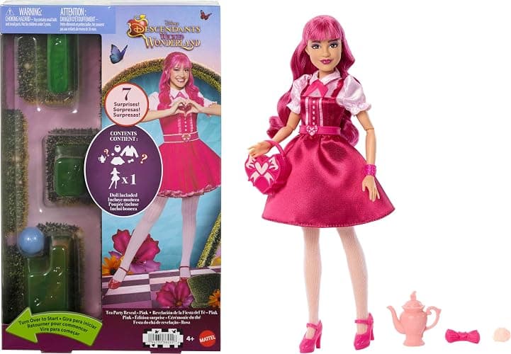Mattel Disney Descendants: Wicked Wonderland Tea Party Reveal with 7 Surprises, a Pink Fashion Doll in Movie Inspired Clothes & Accessories - Image 1