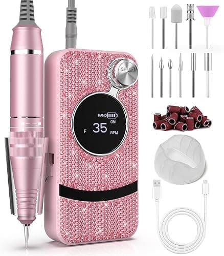 Professional Electric Cordless Nail Drill File with 11 Nail Drill Bits, 35000RPM DIY Glitter e Filer for Nails Kit Machine for Acrylic Nails Gel Polishing for Manicure Salon Home - Image 1