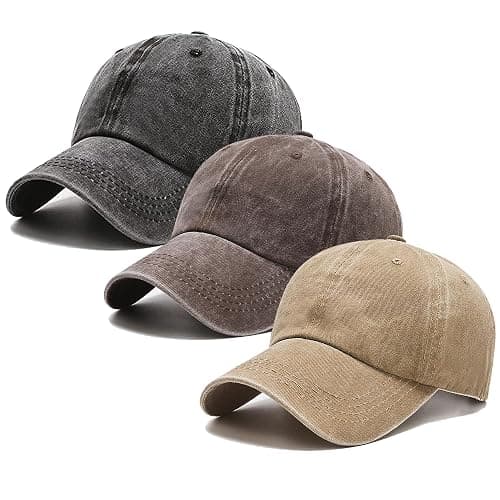 3 Pack Washed Plain Vintage Baseball Cap Cotton Adjustable Twill Bulk Low Profile Classic Dad Hat for Men/Women - Image 1
