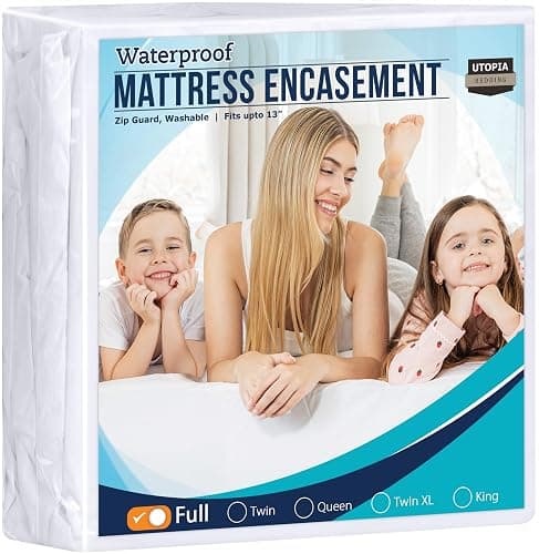 Utopia Bedding Zippered Mattress Encasement Full, 100% Waterproof Bed Bug and Dust Mite Proof Mattress Protector, Absorbent Six-Sided Mattress Cover - 1 - Full - Image 1