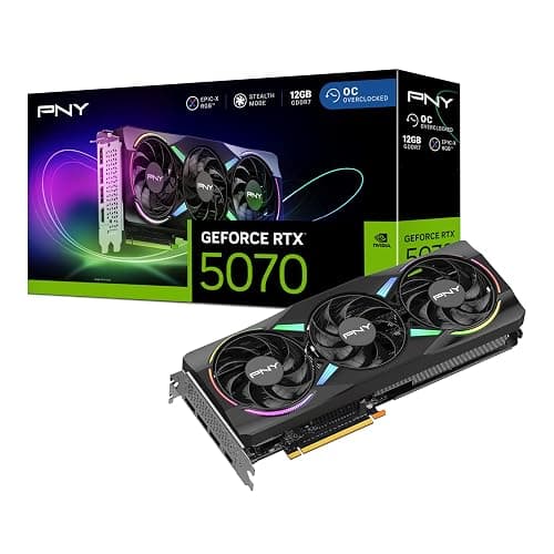 PNY NVIDIA GeForce RTX™ 5070 Epic-X™ ARGB OC Triple Fan, Graphics Card (12GB GDDR7, 192-bit, Boost Speed: 2685 MHz, SFF-Ready, PCIe® 5.0, HDMI®/DP 2.1, 2.4-Slot, NVIDIA Blackwell Architecture, DLSS 4) - Image 1