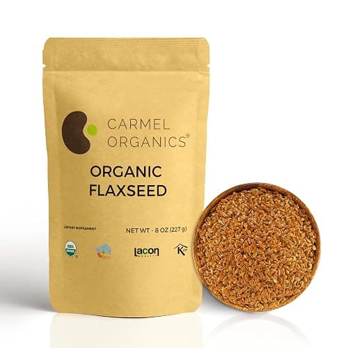 Organic Flax Seeds Whole 8 Ounce or 227g (0.5 Lb) | Non GMO | Kosher | USDA Certified Organic | By Carmel Organics | Unroasted Flax Seed | Plant Based | Linum usitatissimum - Image 1