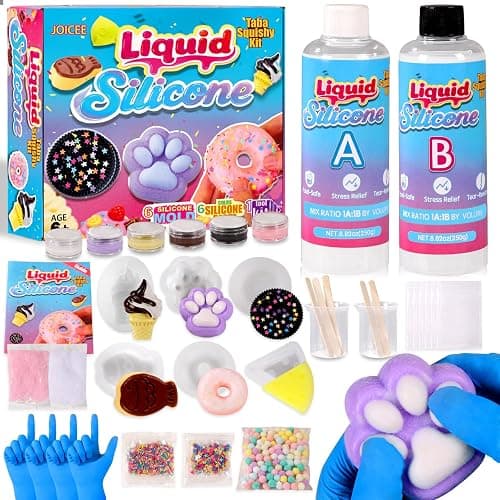 JOICEE Taba Squishy Kit, DIY Squishy Making Kit 18OZ 1:1 AB Liquid Silicone with 6 Molds for Make Your Own Super Soft Squishies Maker Kits Birthday Holiday Gifts Party Favors - Image 1