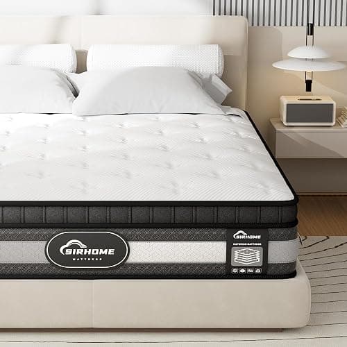 sirhome Double Mattress,4FT6 Gel Memory Foam 9 Zone Orthopaedic Mattress Pocket Sprungs,Wave Memory Foam Hybrid Medium Firm for Pressure Relief & Motion Isolation,in a Box 135x190x25cm - Image 1