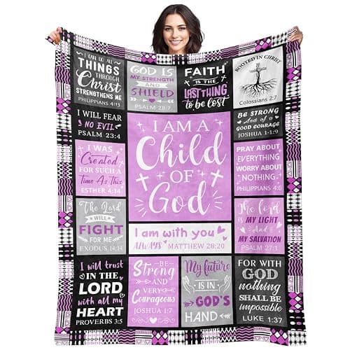Baptism Gifts for Girl - Christian Gifts for Women - I Am a Child of God Blanket 50"x60" - Inspirational Birthday Religious Catholic & Communion Confirmation Gift for Teen Girls Daughter Granddaughter - Image 1