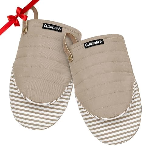 Cuisinart Mini Oven Mitts – 5.5” x 8” Heat-Resistant Kitchen Mitts for Oven with Non-Slip Printed Silicone, Cotton Filling, and Faux Leather Loop – Durable Oven Mitt Set for Cooking & Baking (Horizon) - Image 1