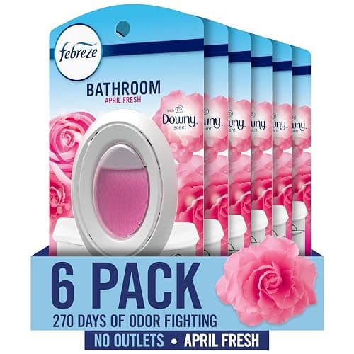 Febreze Bathroom Air Freshener, Odor-Fighting, Plug In Alternative, Air Fresheners for Home and Bathroom and Kitchen, Closet Air Fresheners, Downy April Fresh Scent, 6 Count - Image 1