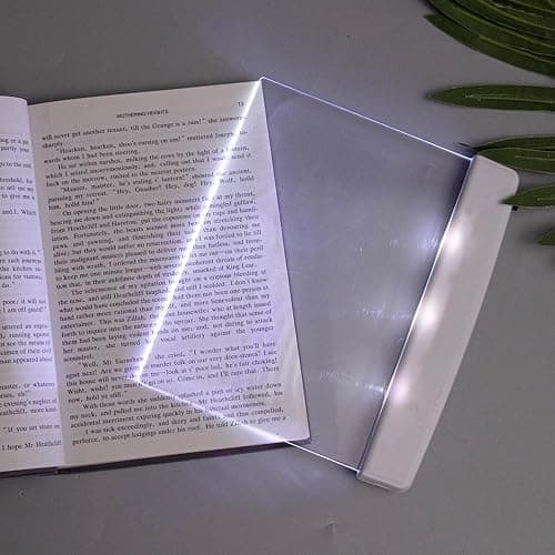 Iseuj Home Flat Book Lights for Reading at Night in Bed Clear LED Book Page Light Bookmark Light for Reading Illuminator Panel Plate Lamp Board Wireless (White) - Image 1