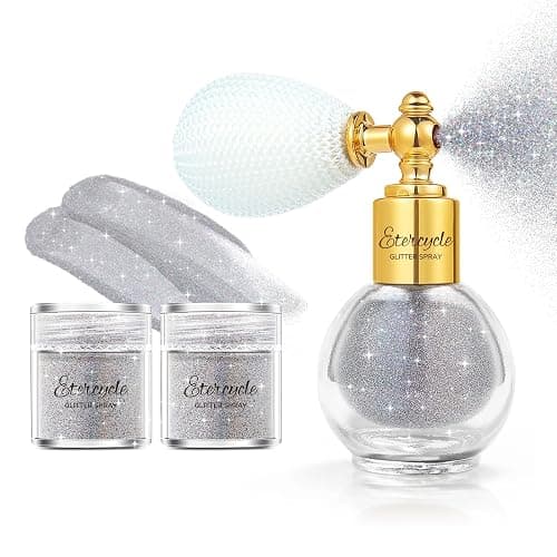 Etercycle Body Glitter Spray, Silver Hair Glitter Extra Fine Face Shimmer Powder, Long-Lasting and Quick-Drying Body Glitter Sparkly Glitter Gifts for Rave Clothes Nail Art Easter Halloween Crafts - Image 1