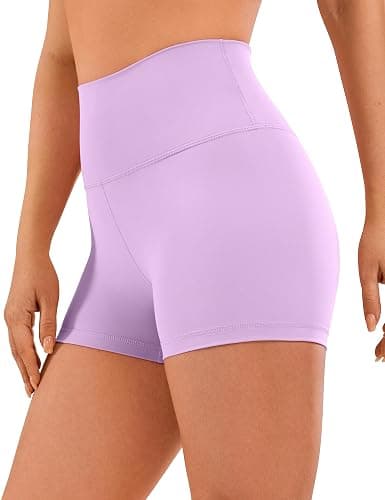 CRZ YOGA Women's Naked Feeling Biker Shorts - 3 Inches High Waisted Yoga Workout Running Spandex - X-Small - Lilac - Image 1