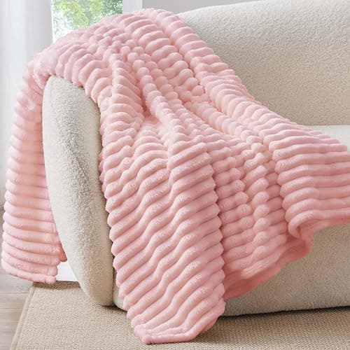BEDELITE Fuzzy Throw Blankets Room Decor - Soft Cozy Fluffy Fleece Plush Warm Blanket, Baby Pink for Couch Sofa Bed, Bedroom Living Room Decor, Couverture, Gifts for Women Men Friends, 50"x60" - Image 1