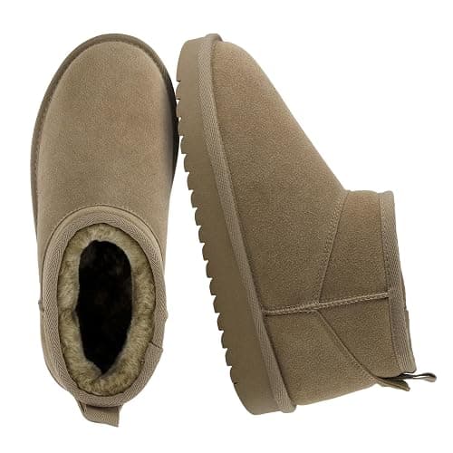 CUSHIONAIRE Hip 2 Genuine Suede Ankle Boots for Women, Cozy Faux Shearling Lining Pull On Winter Womens Boots - Image 1