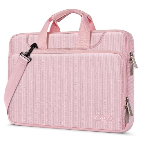 MOSISO 360 Protective Laptop Bag 15.6 inch, 15-16 inch Computer Bag Compatible with MacBook Air 15 inch/Pro 16 inch, HP,Dell,Lenovo,Asus,Notebook, Laptop Carrying Case with Strap&Handle, Pink - Image 1