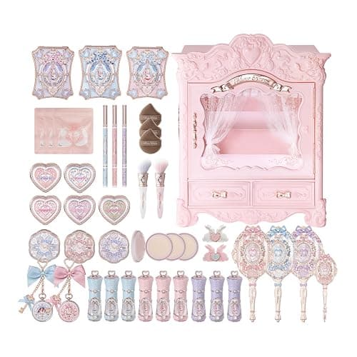 Flower Knows Bunny Garden All-In Gift Set, 40-Piece Collectible Display Box | Wardrobe-Style Full-Face Kit with Lip Cream, Blush, Eye Palette, Cushion Foundation N02, Gel Eyeliner, Brushes & Mirrors - Image 1