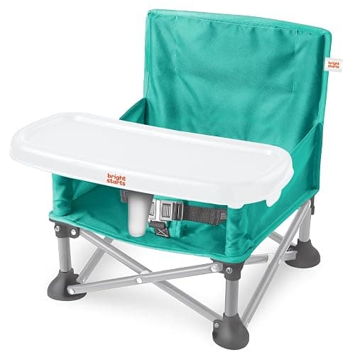 Bright Starts Pop 'N Sit Portable Booster, Indoor/Outdoor Use, Floor Seat with Feeding Tray, Teal, 6 Mos - 3 Yrs - Image 1