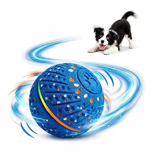 GULUNOOK Interactive Dog Ball Toy for Small Medium Dogs – Automatic Rolling, Bouncing & Moving Dog Toy with LED Lights, 2-in-1 Fetch Toy, Durable E-TPU, USB Rechargeable (2.8” Blue) - Image 1