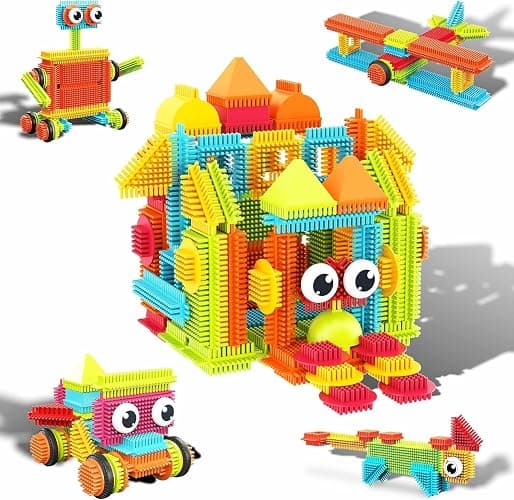 PicassoTiles 120pcs Hedgehog Interlocking Building Blocks Tiles Construction Toy Set Learning Playset STEAM Development Preschool Kindergarten Toy for Kids Age3+ PTB120 - Image 1