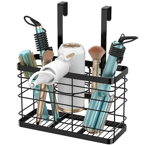 Vecallo Hair Tool Organizer - Blow Dryer & Hair Dryer Holder Cabinet Door, Bathroom Organizer & Storage Basket for Styling Tools - Image 1
