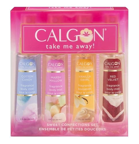 Calgon Take Me Away 4 Pc Gift Set (Refreshing Body Mist 2.0 Oz Of Cotton Candy Marsh Mallow Vanilla Swirl & Red Velvet) for Women By 2 Fl Oz - Image 1