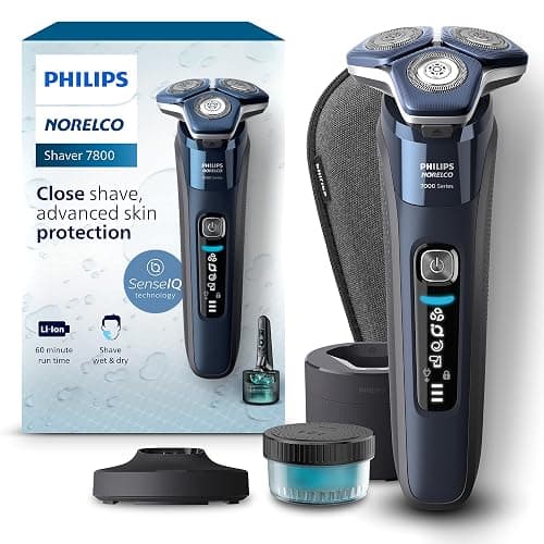 Philips Norelco Shaver 7800, Rechargeable Wet & Dry Electric Shaver with SenseIQ Technology, Quick Clean Pod, Charging Stand, Travel Case and Pop-up Trimmer, S7885/85 - Image 1