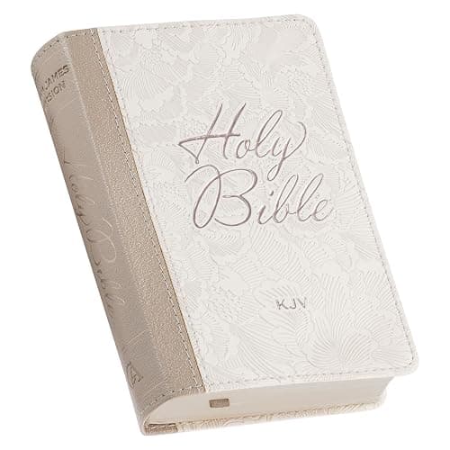 KJV Holy Bible, Mini Pocket Size, Red Letter Edition, Reading Plan, Thematic Verse Finder, Ribbon Bookmark, King James Version, Vegan Leather, Pearlized White, 5.6" x 3.9" (KJV Pocket Editions) - Image 1