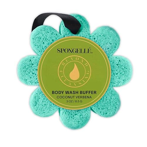 Spongelle Coconut Verbena Wild Flower Buffer Body Scrubber | Bath & Shower Loofah for Women | Exfoliator with Body Wash Infused Sponge | 14+ uses - Image 1