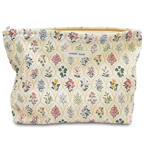 STARDW Aesthetic Floral Makeup Bag Cute Small Cosmetic Bags for Women Girls, Travel Toiletry Bag Large Capacity Zipper Makeup Pouch, Purse Organizer Pouches - Image 1