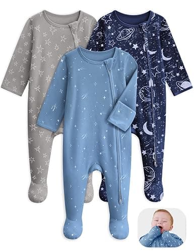 Unnivoll Baby Pajamas 100% Cotton Baby Sleepers for Newborn 0-3 3-6 6-9 Months 3Pcs Footie Pajamas Baby Boys Girls Clothes - Image 1