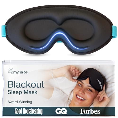 MyHalos® Sleep Mask – 3D Blackout Eye Mask for Women & Men, Side Sleepers, Zero Pressure Memory Foam Eyelash Friendly, Breathable,Award-Winning Sleep Aid for Travel (Black, 1 Count (Pack of 1) - Image 1