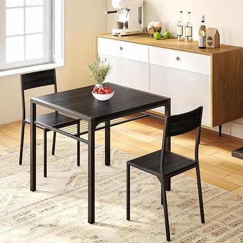 Gizoon Dining Table Set for 2, 3 Piece Kitchen Table with 2 Chairs for Small Space, Apartment, Kitchen, Dining Room, Space-Saving - Image 1